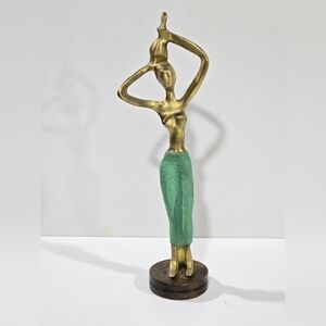 13" Art Deco Bronze Female Figurine in the Style of Werkstät, Abstract Sculpture